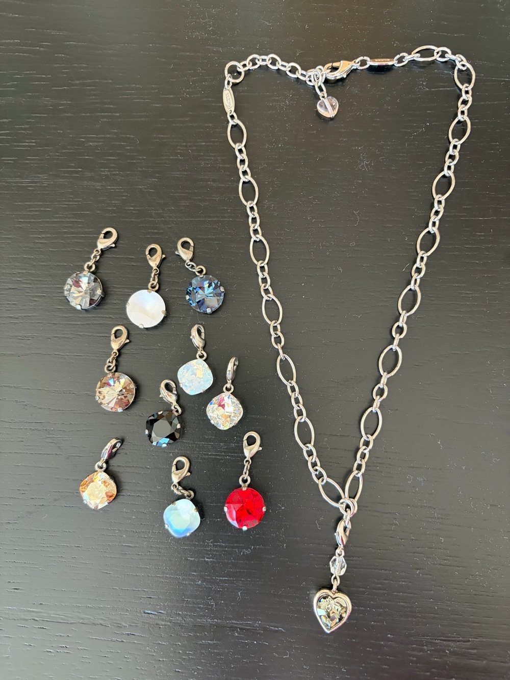 Sabika Silver Necklace with Interchangeable Crystal Charms